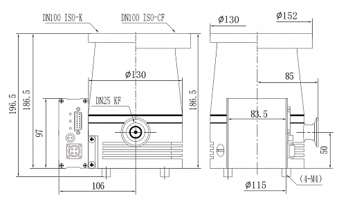 Фото Турбомолекулярный насос KYKY FF-100/150 (150 л/с, 5×10-7 Па). Течеискатели и вакуумные насосы. Датчики.
